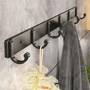 Hooks Modern Black Aluminium Wall Mounted Towels Hanger Coats Clothes Holders Livingroom Bathroom Hallway Metal Keys Rack