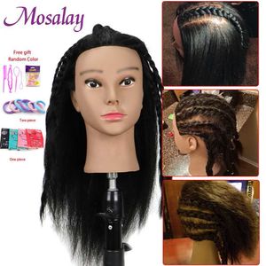 Mannequin Heads African fake head with hair used for weaving corn grass practice 100% doll dummy training Q240510