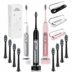 Sonic Electric Toothbrushes for Adults Smart Toothbrush Waterproof with 2pcs8pcs Replaceable Heads and Charging Base 240511