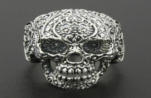Solid 925 Sterling Silver Skull Ring Mens Biker Rock Punk Style Tamanho 8 a 126662997