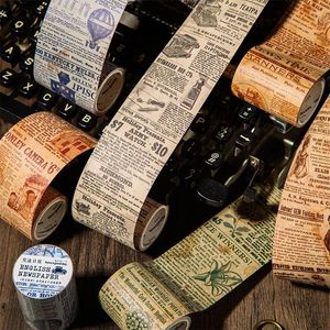 Present Wrap 55mm 200 cm English Spaper Series Vintage Text Material Decor Tape Creative Diy Journal Collage Stationery