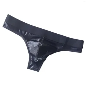 Underpants Mens Faux Leather Sexy Thong Canties.