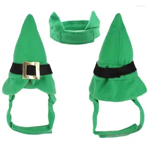 Hundekleidung Weihnachtshut Fliege Krawatte Set lustiges Haustier Kopfstück Sharp poingted grün Kostümzubehör für Katzen klein