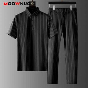 Trechsuits masculinos 2017 Verão Novo Mens Casual Conjunto de Camiseta+Calça Esportivo Roupa de Moda de Moda de Rastreamento de Moda Hombre Fit Moownuc Q2405010