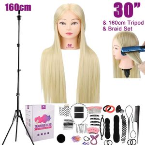 Głowy manekinowe 75 cm długie włosy Human Model Head z używaną do fryzury peruka żeńska edukacja fryzjerka Q240510