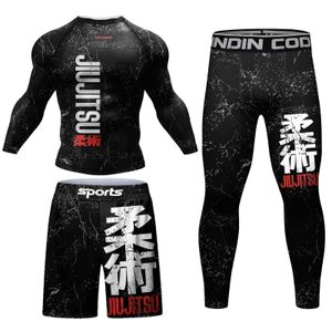 Herren-Trailsuiten Cody Lundin Rash Guard Sweatshirt MMA T-Shirt+Hosen Shorts 4pcs/Set Brazilian Grab Jujutsu BJJ Boxing Jersey Q2405010