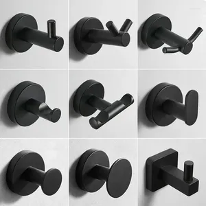 Hooks Black Stainless Steel Keys Clothes Towel Holder Robe Hook Home Decoration Kithchen Wall Bathroom Storage Accessories