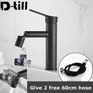 Rubinetti del lavandino da bagno d-till a 360 ° a 360 ° ruscello rotabile bacino nero in ottone a 2 modalità acqua di lavaggio a cascata a cascata a cascata montata