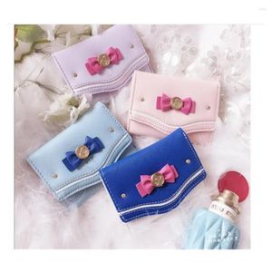 Wallets Women Short Lolita Female Card Holder Purses Girls Small Wallet With Coin Purse Carteras Kawaii Bowknot