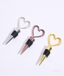 Champagne Shape of Love Metal Wine Bottle Stopper Rose Gold Silver Silver Heart Heart Amante em forma de vinho tinto Relino Ferramentas de cozinha T2I521682383