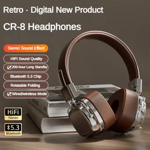 Classic Over Ear Headset Studio DJ Stereo Bluetooth5.3 Wireless Retro Hörlurar Touch Control för Xiaomi iPhone Android