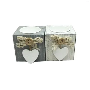 Candele 2 pezzi Centrotavola rustici in legno per tavolo a forma di cuore Porta a forma di cuore Light soggiorno Gifts Vintage Decorazioni per la casa vintage