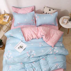 Bedding Sets Flower Print Blue Pink Bed Cover Set Kid Boy Girl Duvet Adult Child Sheets And Pillowcases Comforter