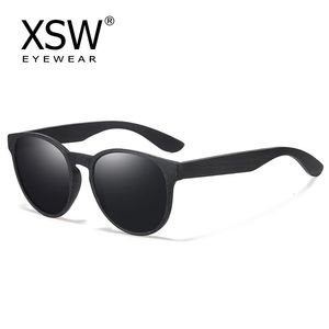 XSW Black Bambus Sonnenbrille Holz polarisierte Weizenstroh Frauen Gläsern UV400 Schutz Brillen 7018 240425