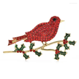 Broszki wulibaby błyszczące cudowne ptak dla kobiet unisex czerwony rhinestone ładne zwierzęta impreza biurowa broszka