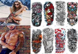 Extra stor full arm tillfälliga tatueringar ärmar påfågel Peony Dragon Skull Designs vattentäta tatueringsklistermärken kroppskonstfärger för M4045634