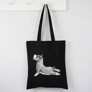 Shopping Bags Funny Dog Yoga Bag Animal Prints Purses For Boutique Custom Print Canvas Tote M