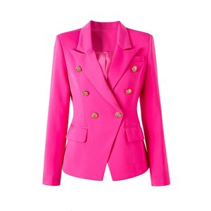 Ljus färg vår höst kvinnor rosa smala chic mode street lady kvalitet blazer yttre slitjackor 240424