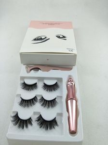 Eyelashes magnéticos com delineador e pinça 3 pares 5 cílios falsos magnéticos Conjunto de maquiagem líquido Conjunto de maquiagem reutilizável No Glu66601497