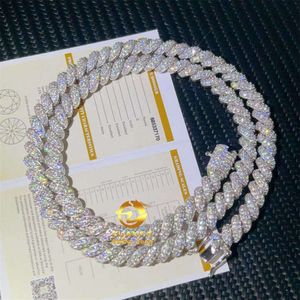 Wholesale 8mm 1row Round Corner S925 Iced Out Moissanite Diamond Men Cuban Link Chain