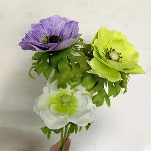 Dekoratif çiçekler 1pc gerçek dokunmatik plastik gül yapay anemon şube gelin buket çiçek aranjmanı ev düğün dekor sahte çiçek