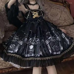 Sukienki swobodne kawaii goth lolita sukienka kobiety harajuku emo ciemne akademia estetyczne letnie ubrania koreańskie stroje mody