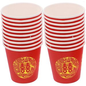 Disposable Cups Straws 100 Pcs Iced Coffee China Wedding Banquet Paper Candy Festive Tableware Chinese Mug For