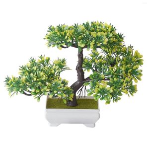 Декоративные цветы искусственное растение Bonsai Пластиковый маленький горшок для дерева поддельные цветочные украшения