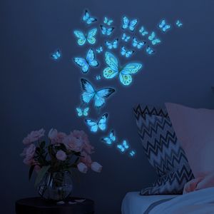 Ночная голубая бабочка ночная световая наклейка гостиная спальня спальня дома настенные наклейки на стены