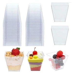 Engångskoppar sugrör 25/50 st 60 ml plastisk dessert födelsedag transparent fest glass kopp hem jul levereras