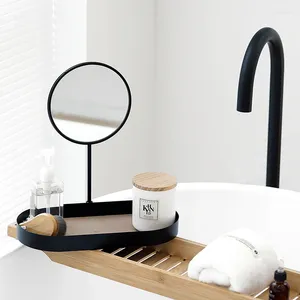 Decorative Plates Table Storage Trays With Vanity Mirror Black/White For Make Up Fitting Removable Multi-function 30cm Decortion Miroir Home