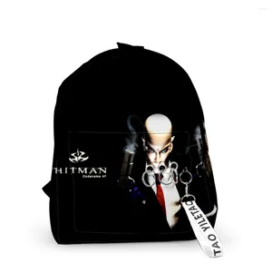 Backpack Fashion Game Hitman Backpacks Boys/Girls Supil School Bags 3D Print Kechains Oxford Водонепроницаемый смешной милый маленький