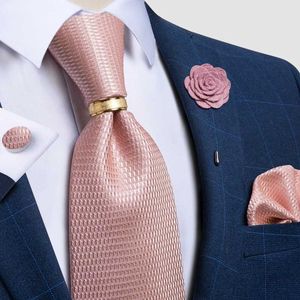 Zestaw krawata na szyję nowy designerski turkusowa niebieska krawat solidna różowe krawaty akcesoria ślubne jedwabne krawaty broszka
