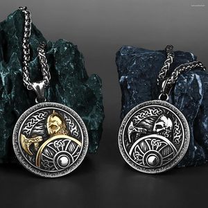 Colares pendentes nórdicos viking odin guerreiro machado escudo de colar retrô de aço inoxidável amuleto de jóias masculinas por atacado
