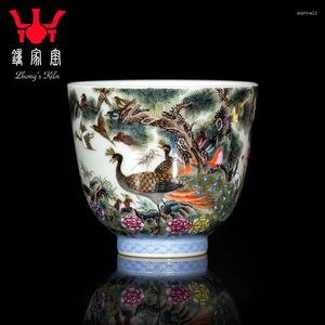 Чайные наборы Zhongjia Kiln High-end Tea Cup Cup Jingdezhen Pure Hand Ringing Emamel Цвет сотня птиц мастер фарфоровой набор s