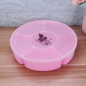 Geschirrsets Candy Nut Serving Container 6 Fächer Vorspeise Tablett Deckel runden Plastiklager Lunchanizer wiederverwendbarer Snack