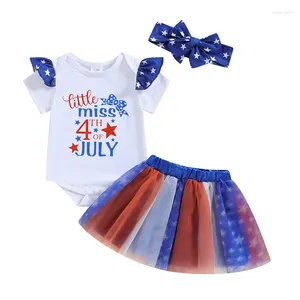 Roupas define minha primeira roupa de menina de 4 de julho da menina Little Miss Romper Stars Stripes Tulle Tutu Dress Skirt Roupos fofos