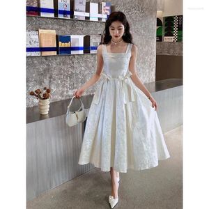 Vestidos de festa elegante cetim jacquard vestido de noite francês stap strap bow wedding Light Light Length A-Line Smestle Formal