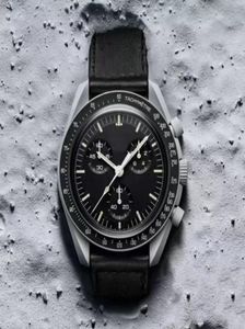 Bioceramic Moon Men's 6 Pins Quarz Watch Pełna funkcja chronograph Watches Mission to Mercury 42 mm nylon luksusowy zegarek limitowany edycja mistrz na rękę