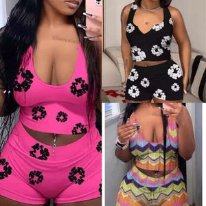 2024 Women Tracksuits Designer Tank and Shorts 2 Two Piece Set New Mode and Leisure Trendy Print Outfits