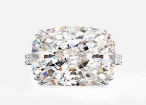 CUSHION CUT 10CT MOISSANITE DIOND PIERONA 100 ORYGINALNE 925 SRERNI Srebrne Pierścienie weselne zaręczynowe dla kobiet biżuteria 2953694