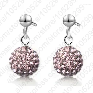 Stift Ohrringe Multi -Farben 925 Sterling Silber Österreichische Pave Disco Ball Ohrring zurück -Sopper Frau Schmuckzubehör