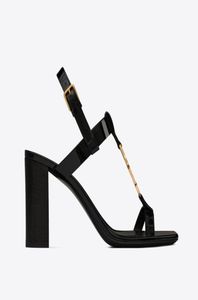 Kvinnor Flat Sandal Shoes Cassandra Flip Flop High Heeled äkta läder Guldmetall Sandaler Luxur Design Block Heel Sandaies med ruta 35-436283968