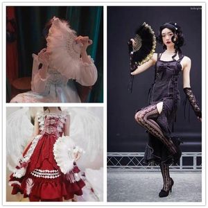 Dekoracyjne figurki Lolita Feather Fan Fan Sweet Fairy Girl Court Dance Hand z zawieszką przyjęcie weselne Dekoracja