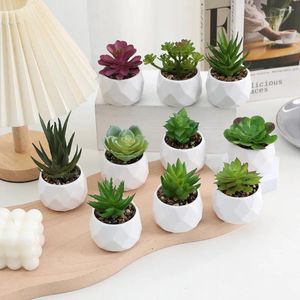 Decorative Flowers Cactus Artificial Succulent Simulation Evergreen Plastic Bonsai Plants Fake Small Potted Home