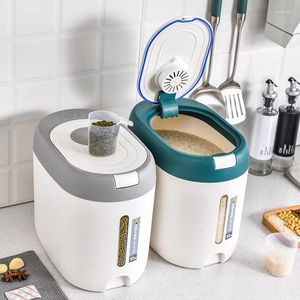 Garrafas de armazenamento Balde de arroz à prova de insetos em casa de 5 kg para a cozinha de grãos à prova de grãos à prova de farinha de jarra selada Recipiente Organizar