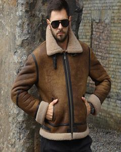 Men039S Leather Faux Original Ecological Leisure Sheepskin Fur Lapel Retro Winter Wool Coat Mens Kort äkta motorcykel She4751941