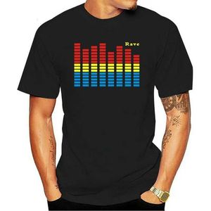 Męskie koszulki Vintage Man Muzyka aktywowana lampka lampa błyskawiczna el equzer T-shirt bar dj rock disco fantastyczny hip-hopowy grafika tshirts camisa tops t240510