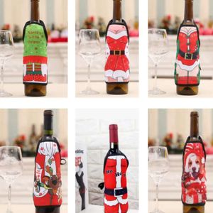 Butelki okładki butelki do wina czerwone piwo Covery szampana świątecznego wystroju stolika mini Xmas festiwal fartucha Santa Pakowanie