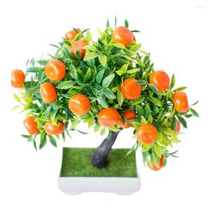 Dekorativa blommor mini falska växter konstgjorda fruktträd faux orange dekor simulerade bonsai dekorera simulering dekor kontor